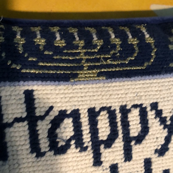 VTG Happy Hanukkah Needlepoint Throw Pillow - Picture 8 of 8